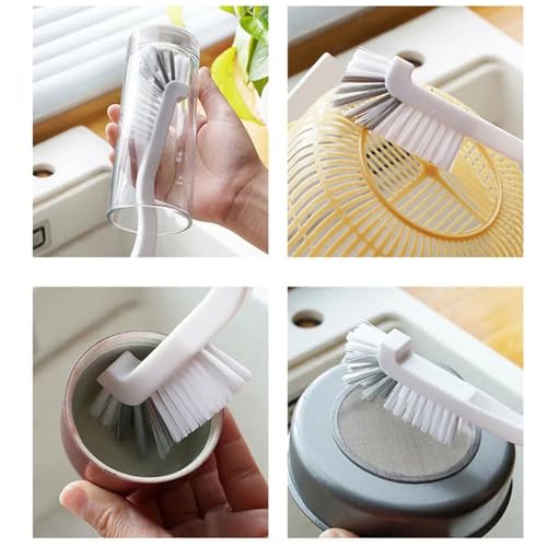 2 Pack Kitchen Scrub Brush - Stiff Bristles for Tight Spaces, Multi-Purpose Cleaning Tool for Sink, Tiles, Shower & Bottles - size: 2 Pack