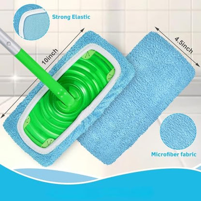Microfiber Mop Pads - 4 Pack Reusable Washable Refills for Wet & Dry Floor Cleaning - Fits Most Standard Mops - Lake Blue Household Cleaning Pads - color: Lake Blue