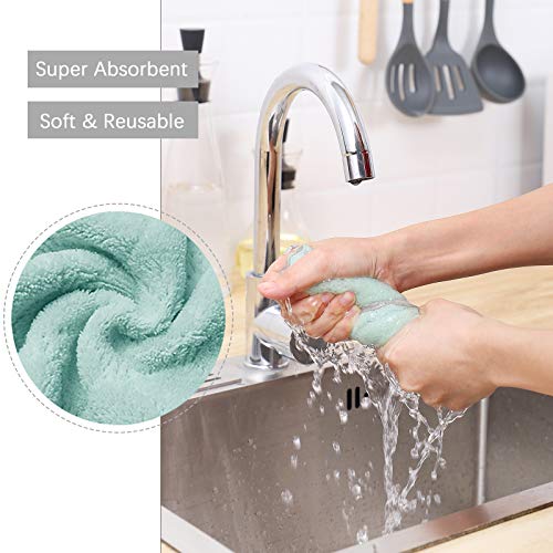 Bessrung 20 Pack Kitchen Dish Cloths, Super Absorbent Microfiber Cleaning Cloth for Cleaning Dishes, Kitchen, Bathroom, Car(Grey & Green) - color: Green