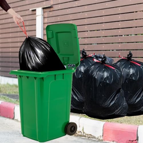 BEIDOU-PAC 39 Gallon Lawn & Leaf Trash Bags Drawstring, 100 Count, Heavy Duty Black & Unscented Plastic Bags, Multi-purpose Garbage Bags for Home Commercial, Outdoor, Construction, Industrial - style: 39 Gallon |100 Count