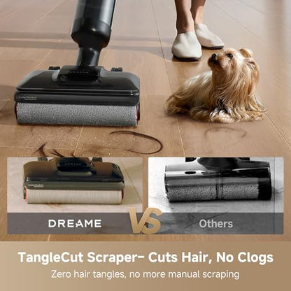 DREAME H12 Pro Gen2 Vacuum Mop, 0 Tangle Wet Dry Vacuum Cleaner, Cordless Vacuum Mop All-in-One for Hard Floors, 180° Lie-Flat Floor Cleaner Machine with 194°F Hot Self-Cleaning, 50Mins Runtime
