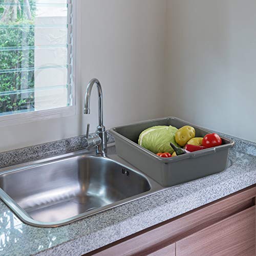 13 L Grey Plastic Tote Box Set of 4, Commercial Bus Box Large Plastic Dish Bin - color: Grey, size: 13 L