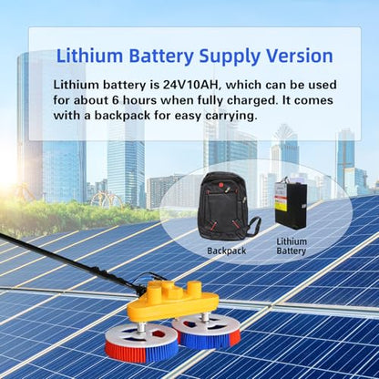 Solar Panel Cleaning Brush and Pole, 18 FT Water Fed Pole Window Cleaning System, Solar Cleaning Kit, Automatic Solar Panel Brush, Telescopic Window Washing Equipment, with Lithium Battery - color: 18ft-battery