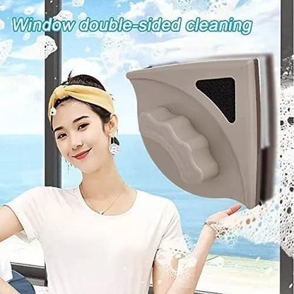 Magnetic Window Cleaner, Double Sided Window Cleaner with Abs Plastic Shell Rubber Magnetic Glass Wiper Adjustable Magnetic Washing Brush Equipment for Home High Rise Window(Red)