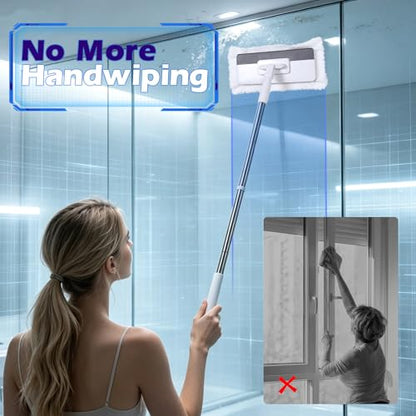 Masthome Clamp Mop Compatible with Swiffer Wet Jet Mops, 50" Stainless Steel Handle Mini Mop for Hardwood, Tile, Laminate, Marble, Wall, Window, Multi-Surface Floor Cleaning - color: White-large-mini Lazy Mop