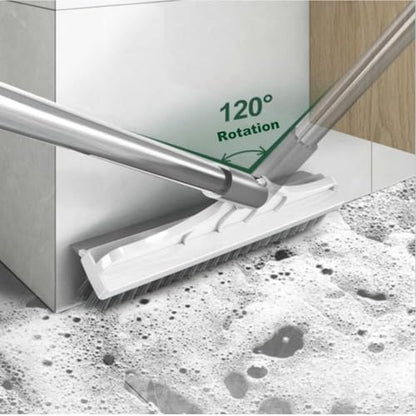 2 in 1 Cleaning Floor Scrub Brush Floor Brush Scrubber New Upgraded 53.5" Long Handle Grout Brush Scrape V-Shape Stiff Bristle Cleaning Brush with Squeegee 120°Rotating Tile Brush for Bathroom - color: White