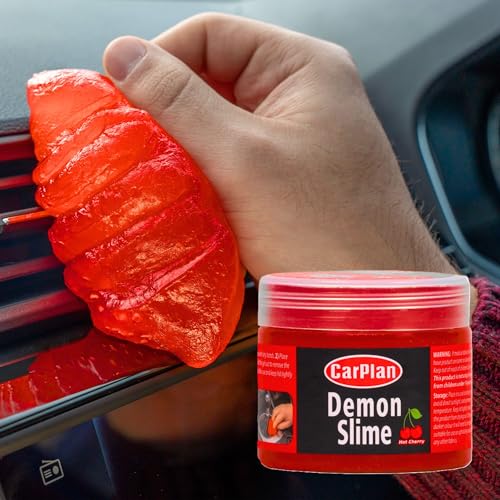 CarPlan Demon Slime 5.6 Oz - Car Interior Cleaner Gel | Putty Removes Dust & Dirt - for Detailing, Cleaning Vents, Cup Holders, Keyboards, Offices | Hot Cherry Scent - size: 160g