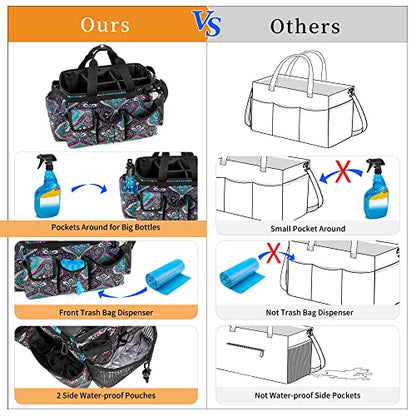 LoDrid Large Wearable Cleaning Caddy Bag with Detachable Divider, Cleaning Supply Tote Organizer with Handles and Adjustable Shoulder Strap for Cleaners & Housekeepers, Totem - color: Totem