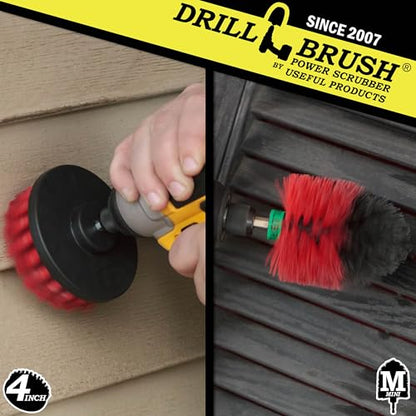 Outdoor Cleaning Supplies - Stiff Bristle Outdoor Power Scrubber - Concrete and Brick Stain Remover - Concrete Pools Cleaning Kits- Heavy Duty Deck and Patio Scrubbing Brushes - Stiff Bristle Brush - color: Red