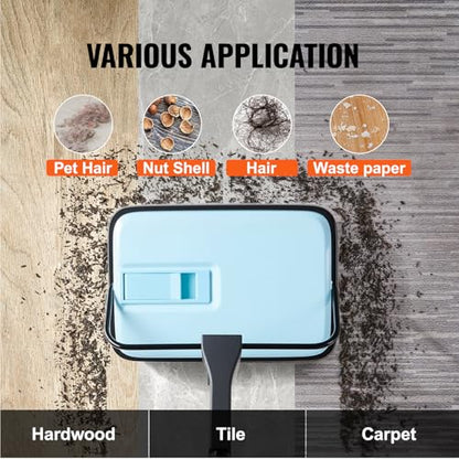 Happybuy Blue Manual Carpet Sweeper: A Compact Cleaning Powerhouse. Boasting a 300 - ml dustbin and a 6.7 - inch Cleaning Width, This Sweeper is Your go - to Solution for Keeping Home