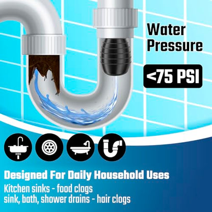 DURATECH Drain Bladder, Medium Drain Cleaning Bladder, Fits 1-1/2" to 3" Drain Pipes, Unclogs Stubborn Blockages in Kitchen Sinks, bathtubs, Showers, and Main drains - style: Medium