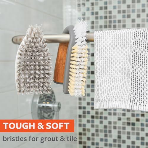 Full Circle Grunge Buster, Grout & Tile Scrub Brush, Recycled Materials, Tough & Durable, Grey - color: Gray, size: Pack of 1, style: Grout & Tile Brush
