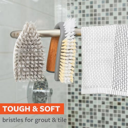 Full Circle Grunge Buster, Grout & Tile Scrub Brush, Recycled Materials, Tough & Durable, Grey - color: Gray, size: Pack of 1, style: Grout & Tile Brush