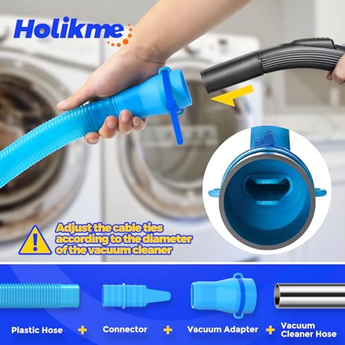 Holikme Dryer Vent Cleaner Kit 2 Pieces - Upgraded Dryer Lint Screens Cleaner Brush Part,Compatible with Most Vacuum Cleaner,Vacuum Hose Attachment & Refrigerator Coil Brush,Quickly Lint Remove,Blue - color: Blue