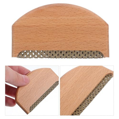 Kichvoe 2pcs Manual Portable Lint Remover Hair Scraper for Clothes and Carpet, Wooden Fabric Scraper for Sweaters and Wool Coats, Reusable Pet Hair Lint Shaver for Home Cleaning