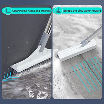 2 in 1 Tiles Cleaning Brush, Bathroom Cleaning Brush with Wiper, Bathroom Brush with Long Handle, 120° Rotate Bathroom Floor Cleaning Brush (Pack of 1) (Tiles Cleaning Brush) - color: Tiles Cleaning Brush