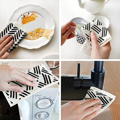 Swedish Dishcloths for Kitchen,6 Pack Black Minimalist Swedish Dish Towels,Cellulose Sponge Cloths,Non Scratch Reusable Paper Towels Biodegradable and Reusable Kitchen Dish Rags - color: Black