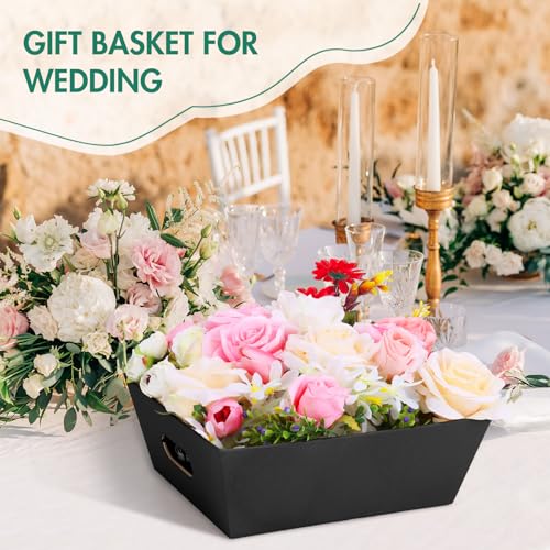 AFOROEOA 6PACK Black Baskets For Gifts Empty, 10x12”Thick Black Gift Basket with 6 Bows 6 Bags Empty Gift Baskets for Christmas Thanksgiving Wedding Birthday Party Wrapping Gift - color: 6PACK Black