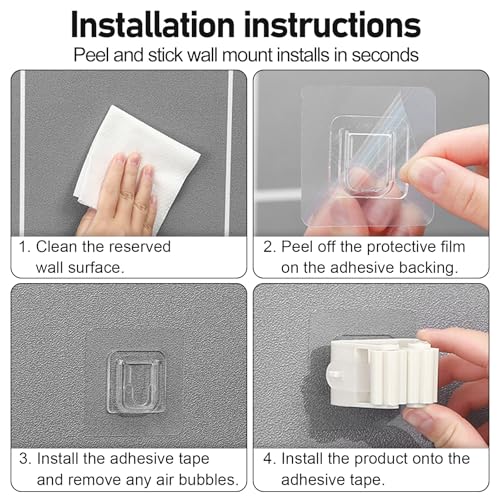 4Pcs Broom Holder Wall Mount Adhesive Mop Hanger No-Drill Strong Hold Hook Waterproof Mop and Broom Organizer Space Saving Storage Rack(White) - color: Beige