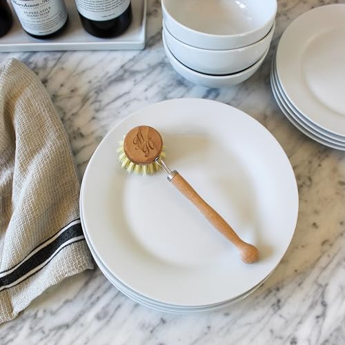 Murchison-Hume Compostable Dish Brush with Wooden Handle, Replaceable Scrubber Head, No Plastic Parts, All-Natural Materials Scrubbing Tool for Cleaning Pans, Pots, and Kitchen Sink, 8.3 inches