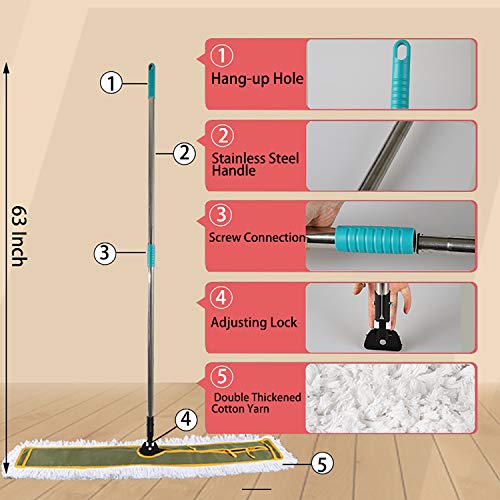 OFO 43inch Industrial Commercial Dust Mop 2 Sets // Heavy Duty Dust Mop // 63inch Length Stainless Steel Handle //Easily Clean Large Area Factory,Shopping Mall,Garage - style: 43 Inch