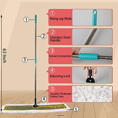 OFO 43inch Industrial Commercial Dust Mop 2 Sets // Heavy Duty Dust Mop // 63inch Length Stainless Steel Handle //Easily Clean Large Area Factory,Shopping Mall,Garage - style: 43 Inch