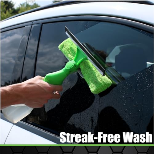 Grip Squeegee Window Cleaner - Multi-Angle 3 in 1 - Microfiber, Lint-Free, Non-Scratching, Swivel Head - Spray, Scrub, Squeegee - Perfect for Showers, Mirrors, Glass, and Countertops