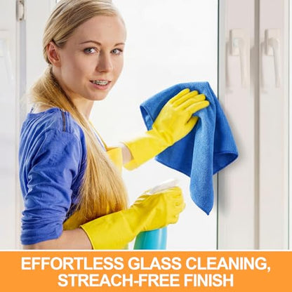 Nuenen 60 Pcs Microfiber Cleaning Cloths for Cars 16 x 16 Inch Ultra Absorbent Car Towels Drying Reusable Cleaning Supplies House Kitchen Window Microfiber Towel (Yellow,Blue) - color: Yellow,blue
