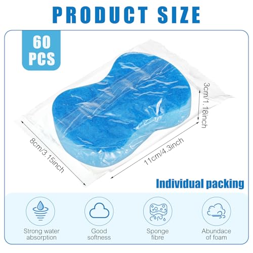 Tanlade 60 Pcs Individually Wrapped Sponges Kitchen Bulk Non Scratch Scouring Sponges for Dishes Household Cleaning Travel Apartments Hotel Car (Blue) - color: Blue
