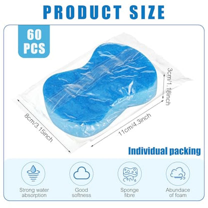 Tanlade 60 Pcs Individually Wrapped Sponges Kitchen Bulk Non Scratch Scouring Sponges for Dishes Household Cleaning Travel Apartments Hotel Car (Blue) - color: Blue
