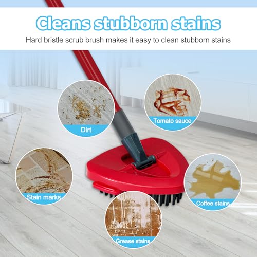 Spin Mop Handle, Mop Replace Heads, Scrubber Head and Base Replacement for O-Cedar EasyWring 1 Tank System, 2 Microfiber Mops Heads Replacements and 1 Scrub Brush, Use for Wet/Dry Hard Floor Cleaning - size: 2 pack mop heads set