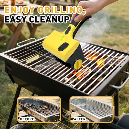 Power Grill Cleaner with Dual Brushes & Water Spray - Cordless Electric Grill Brush for Outdoor Grill, 2600mAh Fast Charge Battery and No Shedding Bristles Design