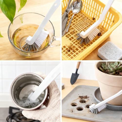 Hard Bristle Cleaning Brush Set 5Pcs, Multi-Surface Crevice Brushes for Kitchen, Bathroom Grout, Bottle, Teapot, Blender Base and Hard-to-Reach Corners