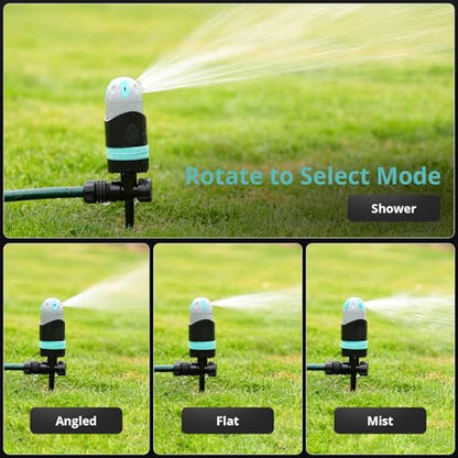 QUOBAS 360° Rotating Sprinkler for Yard, 4 Spray Modes with Mist & Shower, Heavy Duty Metal Spike Lawn Sprinkler for Garden Plants, Flower Bed, Outdoor Yard, Patio - color: Blue