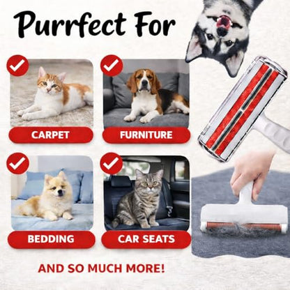 Reusable Pet Hair Remover Roller – Heavy Duty Manual Lint Roller for Dog & Cat Hair – Furniture, Couch, Carpet, Rugs & Car Seats – Durable ABS, Portable & Eco-Friendly