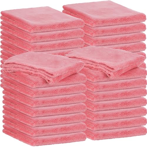 Shimeyao 30 Pcs 16 x 16 Inch Edgeless Microfiber Plush Towels for Cars Detailing Drying Wash Polishing Absorbent Cleaning Cloths, 500 GSM(Vivid Red) - color: Vivid Red, size: 16 x 16 Inch