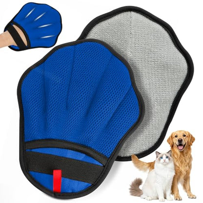 Pet Hair Removal Glove, Electrostatic Pet Hair Remover Glove for Cats & Dogs, Pet Hair Remover Tool for Laundry, Couch, Carpet, Car Seat - Upgraded Five-Finger, Reusable, Blue+Grey - color: Blue+Grey