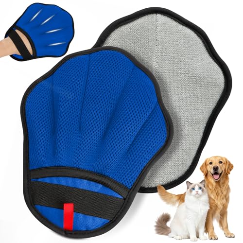 Pet Hair Removal Glove, Electrostatic Pet Hair Remover Glove for Cats & Dogs, Pet Hair Remover Tool for Laundry, Couch, Carpet, Car Seat - Upgraded Five-Finger, Reusable, Blue+Grey - color: Blue+Grey