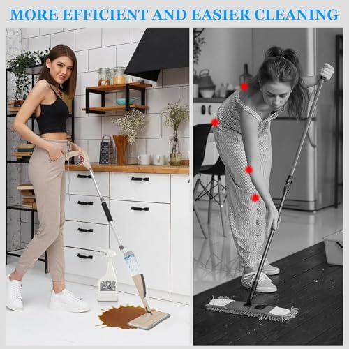 VMstr Spray Mop for Floor Cleaning,Microfiber Dust Mop with Sprayer with 3 pcs Washable Pads and 400ml Refillable Bottle,Beyoco Dry Wet Jet Mop for Kitchen Wood Floor Hardwood Laminate Ceramic Tiles