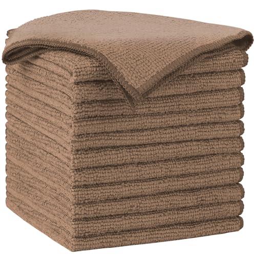 AIDEA Microfiber Cleaning Cloth-12PK, Soft Microfiber Towels for Cars, Absorbent Cleaning Rags, Lint-Free Streak-Free Wash Cloths for House, Kitchen, Window(12in.x12in), Brown - color: Brown, size: 12 in. x 12 in.