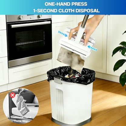 Mini Mop, Hands-Free One-Touch Pad Release, 360° Rotating Head, Wet & Dry, Extends Up to 48in Handle, Zero-Cost Old Cloth Compatible for Hardwood Floors, RV & Pet Hair - size: 48in mini dust mop