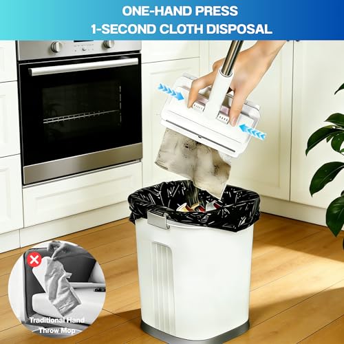 Mini Mop, Hands-Free One-Touch Pad Release, 360° Rotating Head, Wet & Dry, Extends Up to 48in Handle, Zero-Cost Old Cloth Compatible for Hardwood Floors, RV & Pet Hair - size: 48in mini dust mop