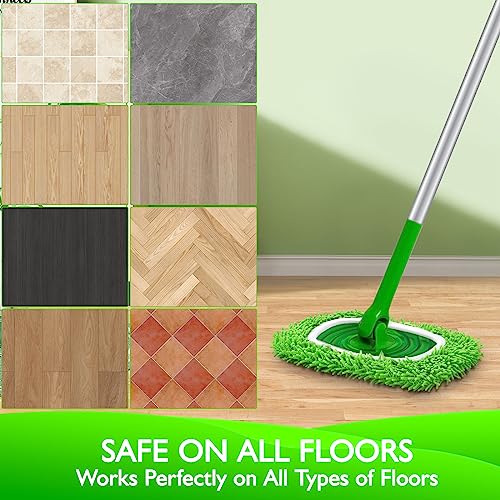 Reusable Microfiber Mop Pads Compatible with Swiffer Sweeper- 8 Pack Dry Sweeping Cloths & Wet Mopping Cloths - Washable Wet Pads Refill for Mopping Floors (Mop is not Included) - color: 8 Pack (Green)