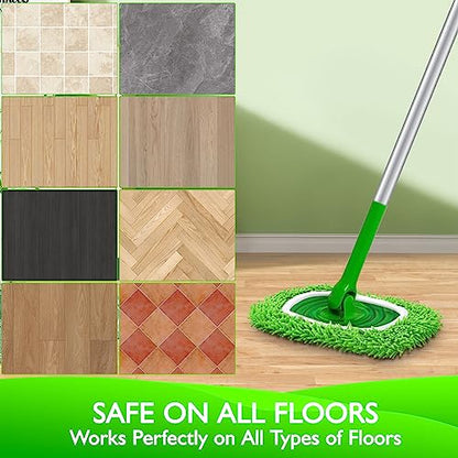 Reusable Microfiber Mop Pads Compatible with Swiffer Sweeper- 8 Pack Dry Sweeping Cloths & Wet Mopping Cloths - Washable Wet Pads Refill for Mopping Floors (Mop is not Included) - color: 8 Pack (Green)