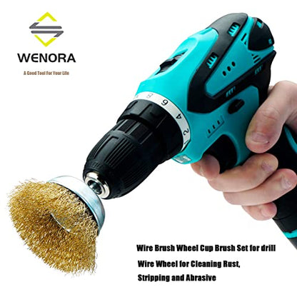 Wire Brush for Drill, 9 Pcs Brass Wire Wheel Brush for Drill, 1/4 Inch Hex Shank, Drill Wire Brush for Cleaning Rust, Stripping - style: Set of 9Pcs