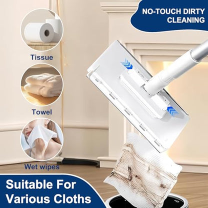 Snapy Gripl Minil Mopa Cleanc,2026 New Clipc Mopa Workss Bothl Dryy and Wetq Cleaning,Suitableba for cleaningba wardrobeba wallssa，Zero Touch Minil Mopa One-Touchh Clothh Replacementt (White) - color: White