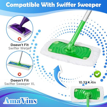 5 Pack Reusable 100% Cotton Mop Pads Compatible with Swiffer Sweeper Mop, Wet and Dry Flat mop Cover, Washable Mop Pads for Surface/Hardwood Floor Cleaning (Mop is Not Included) - color: White 5 Pack