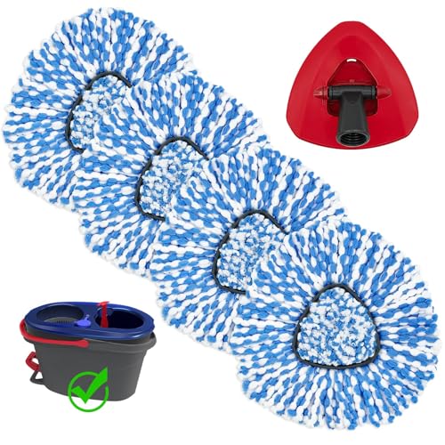 4Pack Mop Replacement Head for O Cedar RinseClean 2 Tank System,1 Pack Mop Replacement Base for O-Cedar,Spin Microfiber Mop Refills for Cleaning All Floors - color: 4blue+1red