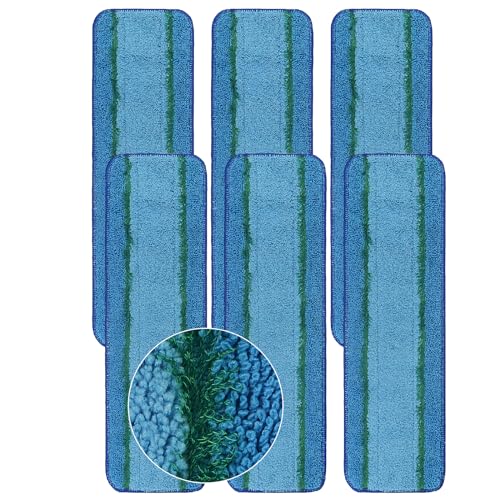 6 Pack Deep Clean Pads Replacement for Bona Family of Mops, Washable & Reusable Microfiber Cleaning Pad for Hardwood and Multi-Surface Floors Cleaning Head, Wet/Dry Mop - color: Blue, size: 6 Pack