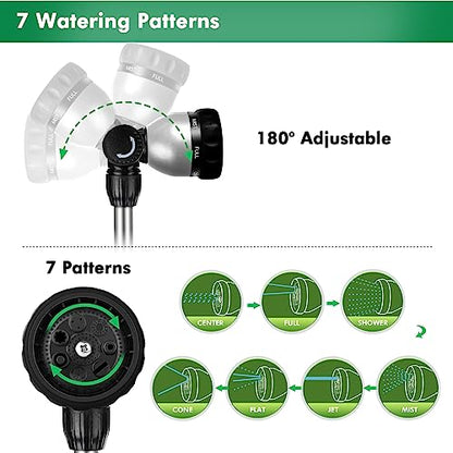 RESTMO Metal Watering Wand, Heavy Duty Garden Hose Wand with 180° Swivel Ratcheting Head, 16'' Hose Nozzle Sprayer with 7 Spray Patterns and Flow Control, for Water Hanging Baskets and Shrubs, Black - color: Black